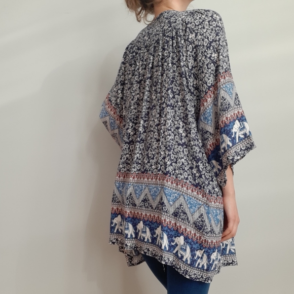 Boho Elephant Kimono Top - Picture 4 of 6